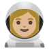 👩🏼‍🚀 woman astronaut: medium-light skin tone display on Google